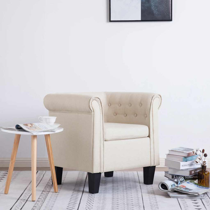 Fotoliu cu pernă, crem, material textil WALTI