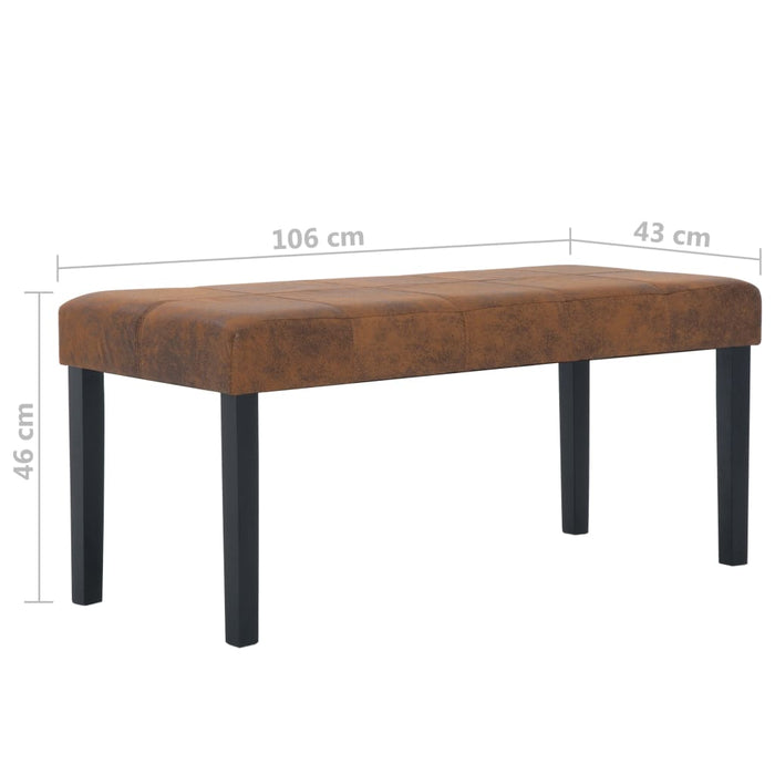 Bancă, maro, 106 cm, piele întoarsă ecologică - WALTI WALTI