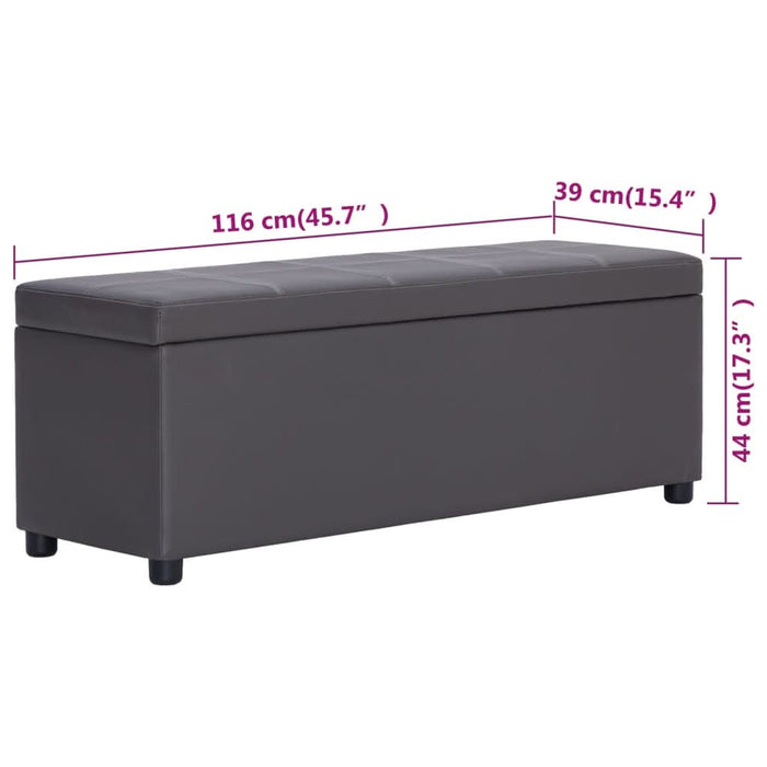 Banchetă cu zonă de depozitare, gri, 116 cm, piele ecologică - WALTI WALTI