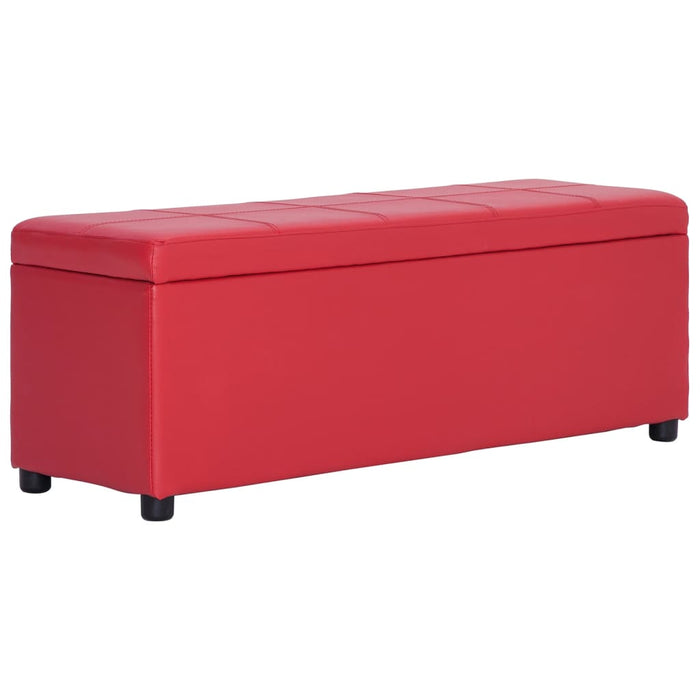 Bancă, compartiment de depozitare, roșu, 116 cm piele ecologică WALTI