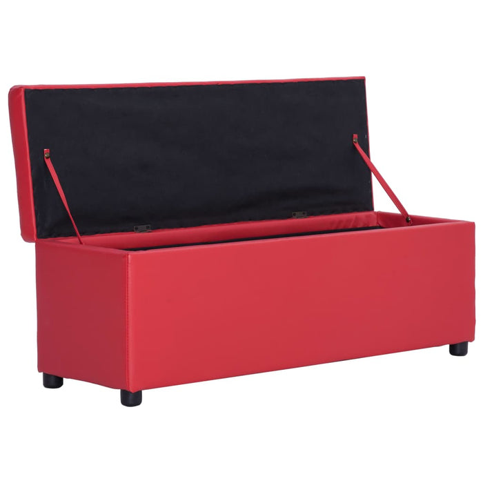Bancă, compartiment de depozitare, roșu, 116 cm piele ecologică WALTI