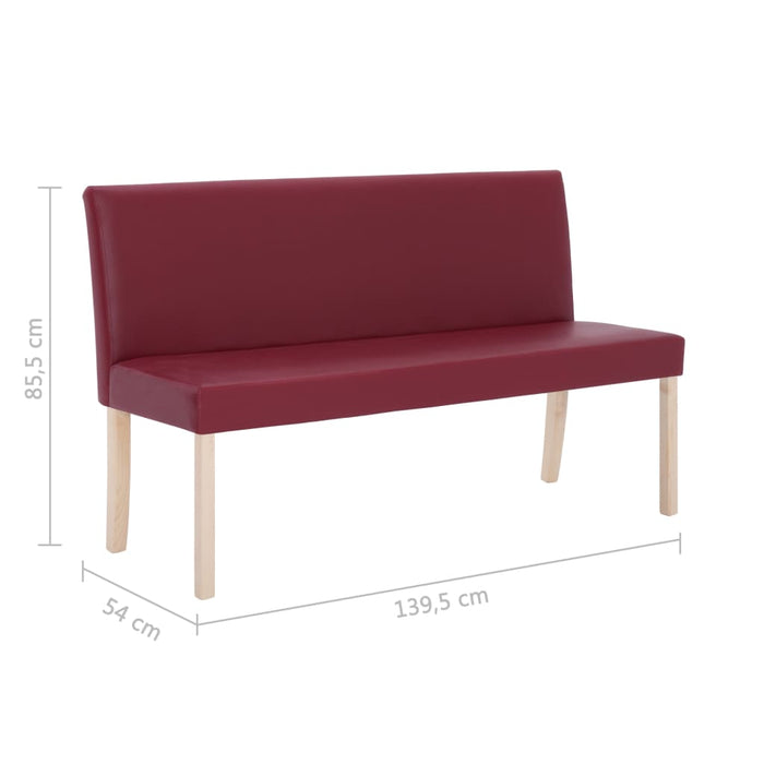 Bancă, roșu vin, 139,5 cm, piele ecologică - WALTI WALTI