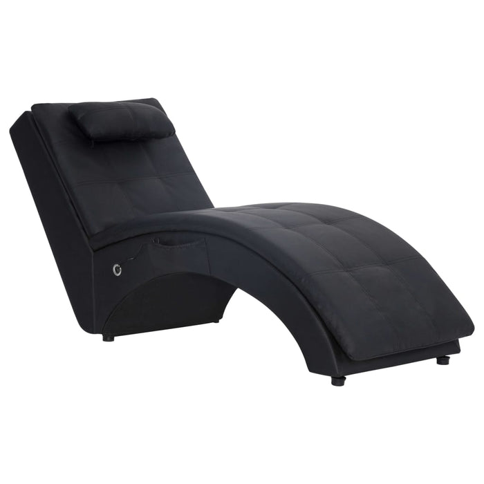Șezlong de masaj cu pernă, negru, piele artificială - WALTI WALTI