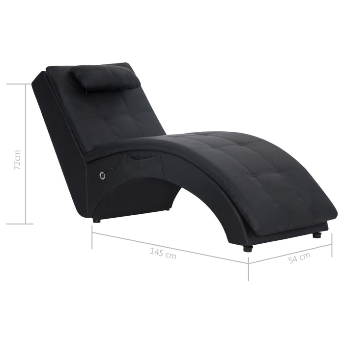 Șezlong de masaj cu pernă, negru, piele artificială - WALTI WALTI