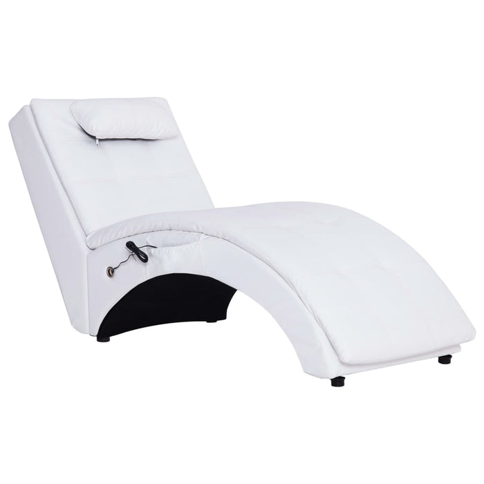 Șezlong de masaj cu pernă, alb, piele artificială - WALTI WALTI