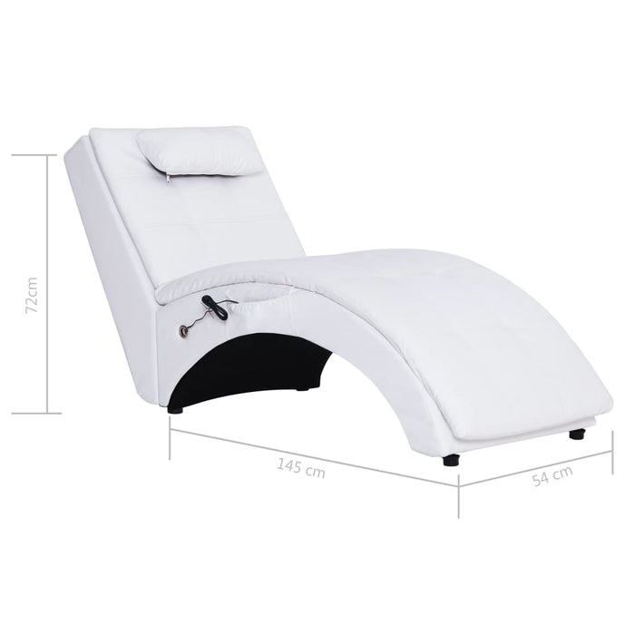Șezlong de masaj cu pernă, alb, piele artificială - WALTI WALTI