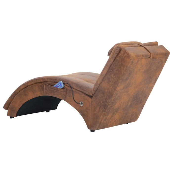 Șezlong de masaj cu pernă, maro, piele întoarsă artificială - WALTI WALTI