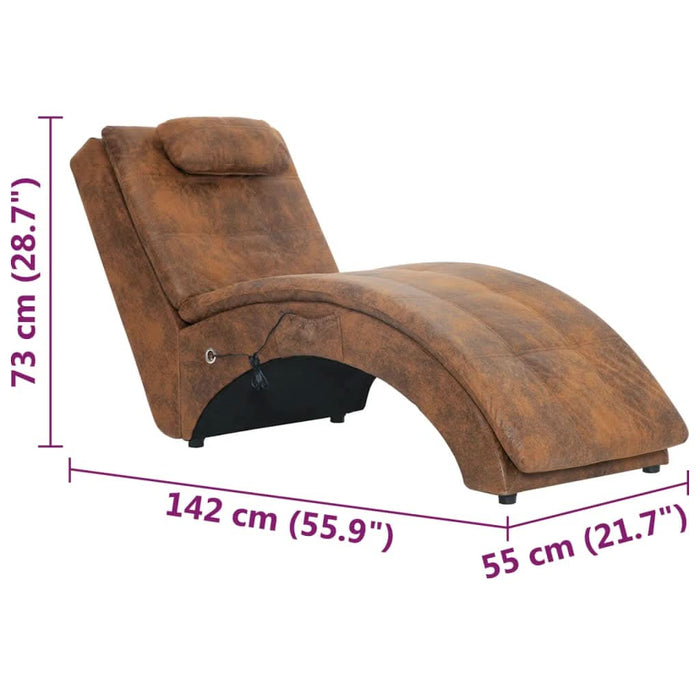 Șezlong de masaj cu pernă, maro, piele întoarsă artificială - WALTI WALTI