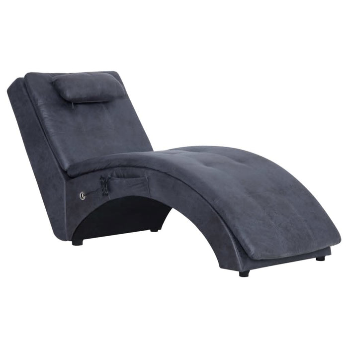 Șezlong de masaj cu pernă, gri, piele întoarsă artificială - WALTI WALTI