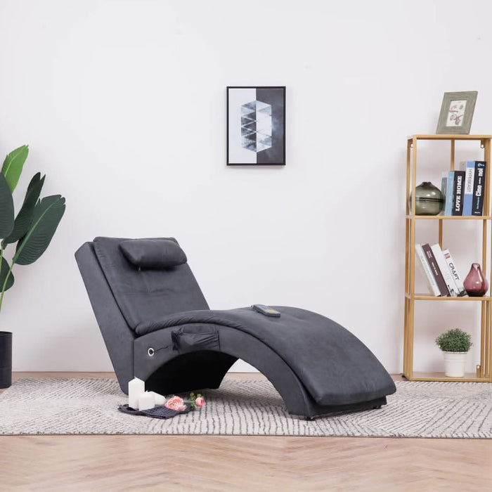 Șezlong de masaj cu pernă, gri, piele întoarsă artificială - WALTI WALTI