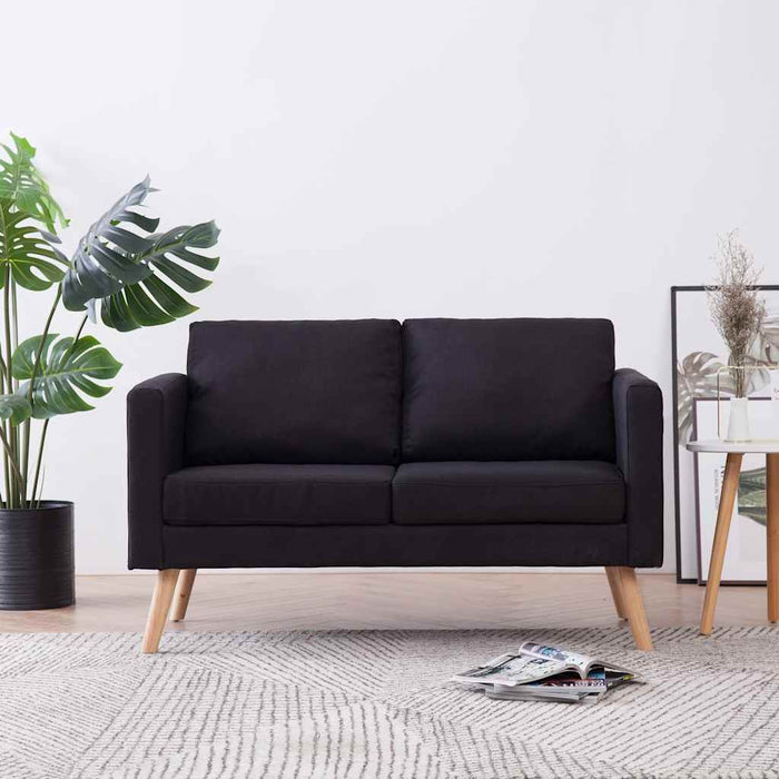 Canapea cu 2 locuri, negru, material textil WALTI