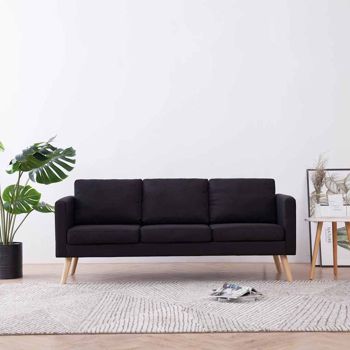 Canapea cu 3 locuri, negru, material textil WALTI