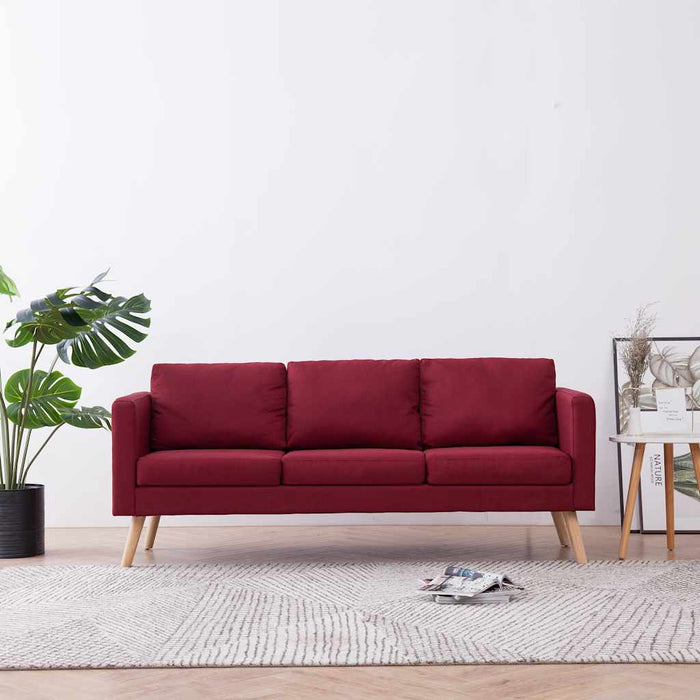 Canapea cu 3 locuri, roșu vin, material textil WALTI