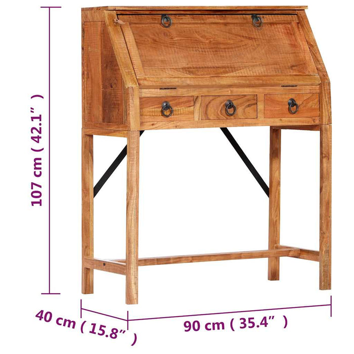 Birou de scris, 90 x 40 x 107 cm, lemn masiv de acacia WALTI