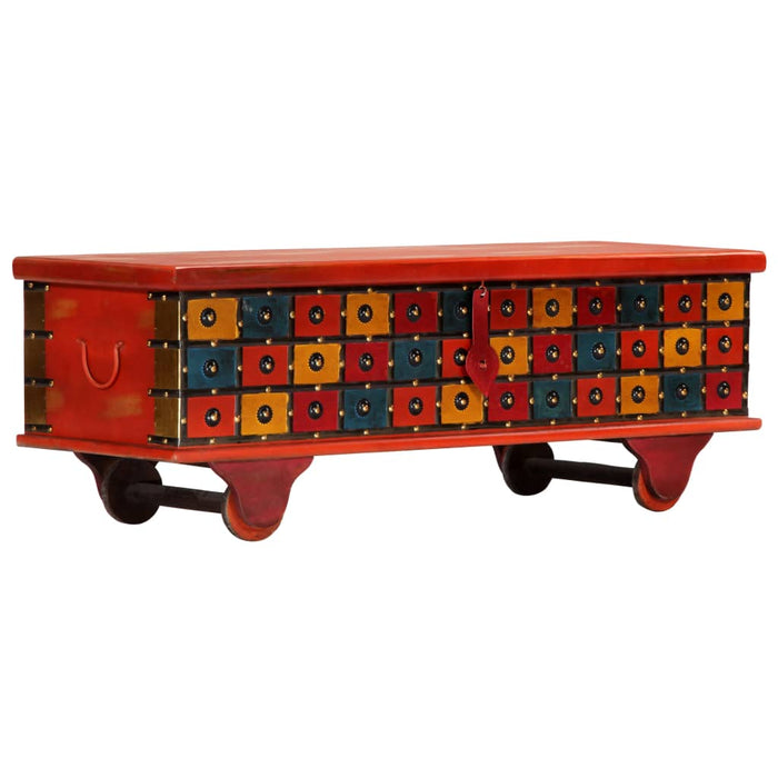 Ladă de depozitare, roșu, 110x40x40 cm, lemn masiv de acacia - WALTI WALTI