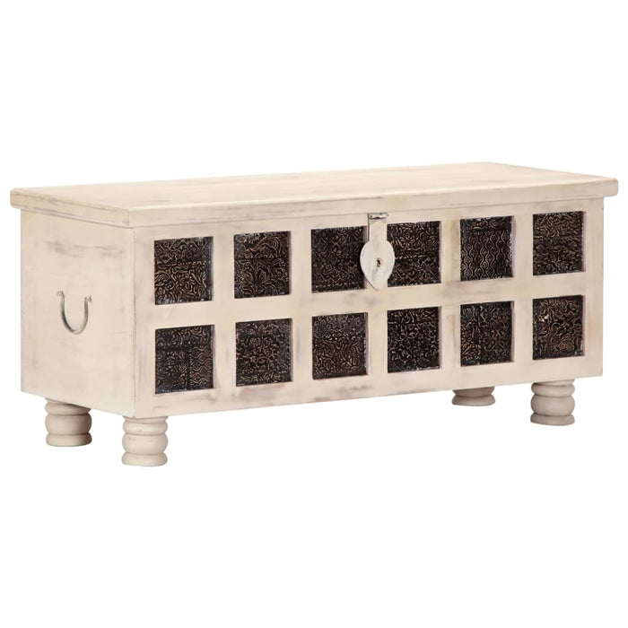 Ladă de depozitare, alb, 110x40x45 cm, lemn masiv de acacia WALTI