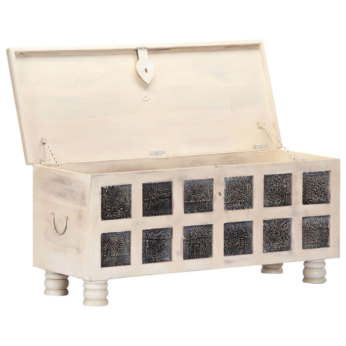 Ladă de depozitare, alb, 110x40x45 cm, lemn masiv de acacia WALTI