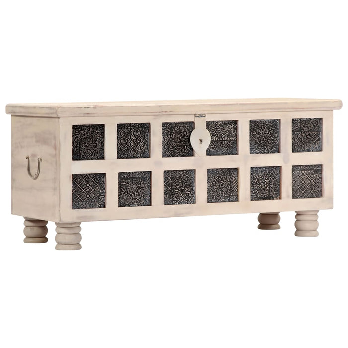 Ladă de depozitare, alb, 110x40x45 cm, lemn masiv de acacia WALTI