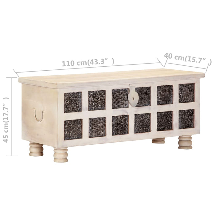 Ladă de depozitare, alb, 110x40x45 cm, lemn masiv de acacia WALTI
