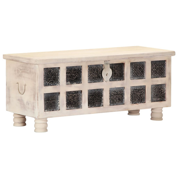 Ladă de depozitare, alb, 110x40x45 cm, lemn masiv de acacia WALTI