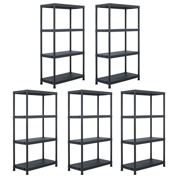 Rafturi de depozitare, 5 buc. negru, 60 x 30 x 138 cm plastic - WALTI WALTI