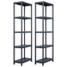 Rafturi de depozitare 2 buc. negru 60x30x180 cm plastic 125 kg - WALTI WALTI