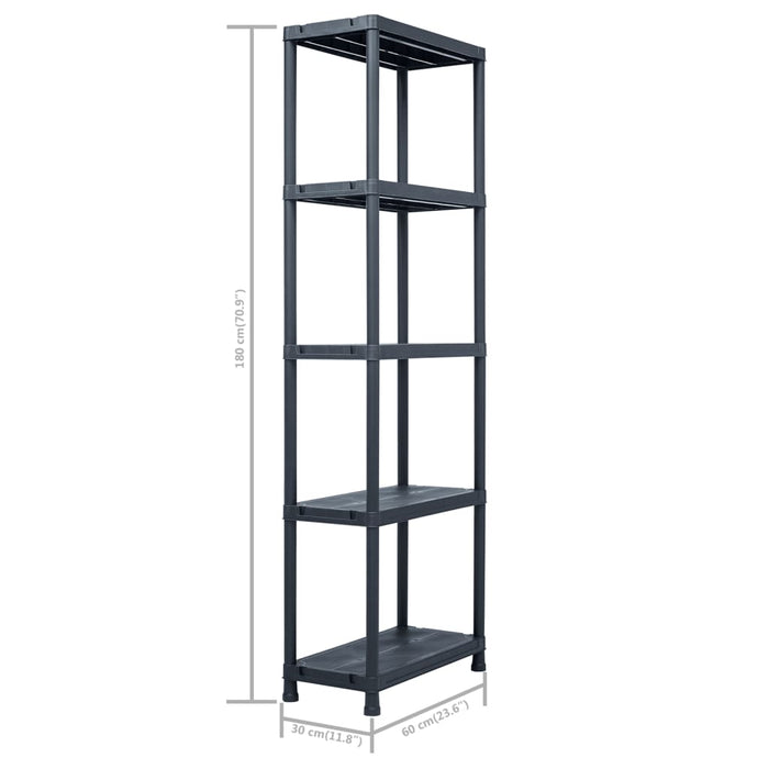 Rafturi de depozitare 2 buc. negru 60x30x180 cm plastic 125 kg - WALTI WALTI