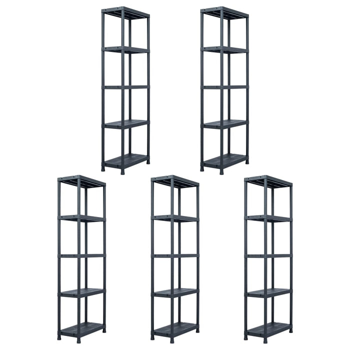 Rafturi de depozitare 5 buc. negru 60x30x180 cm plastic 125 kg - WALTI WALTI