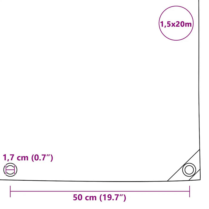 Prelată, alb, 1,5 x 20 m, 650 g/m² WALTI