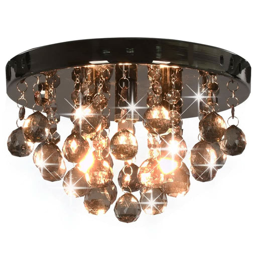 Lustră cu mărgele fumurii, negru, rotund, G9 - WALTI WALTI