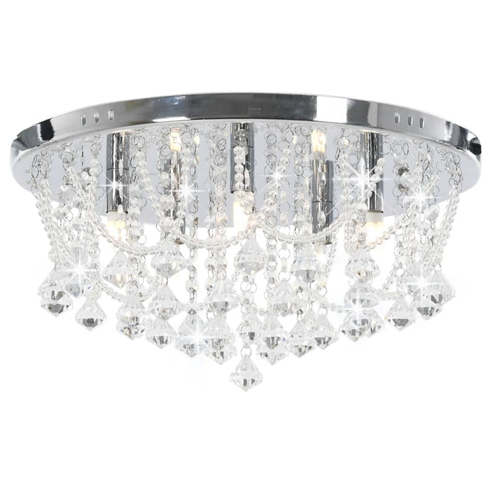 Lustră cu mărgele de cristal, argintiu, rotund, 4 becuri x G9 - WALTI WALTI