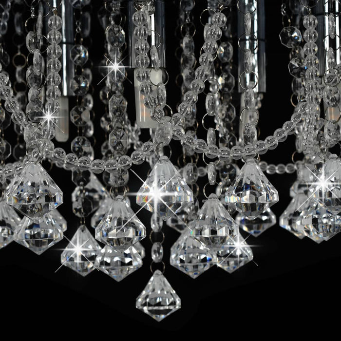 Lustră cu mărgele de cristal, argintiu, rotund, 4 becuri x G9 - WALTI WALTI