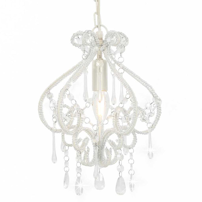 Candelabru cu mărgele, alb, rotund, E14 - WALTI WALTI