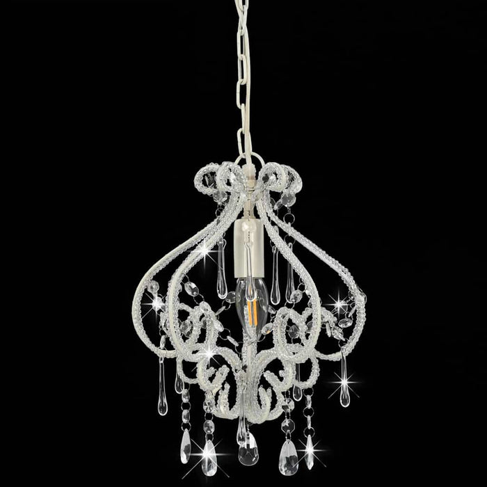 Candelabru cu mărgele, alb, rotund, E14 - WALTI WALTI