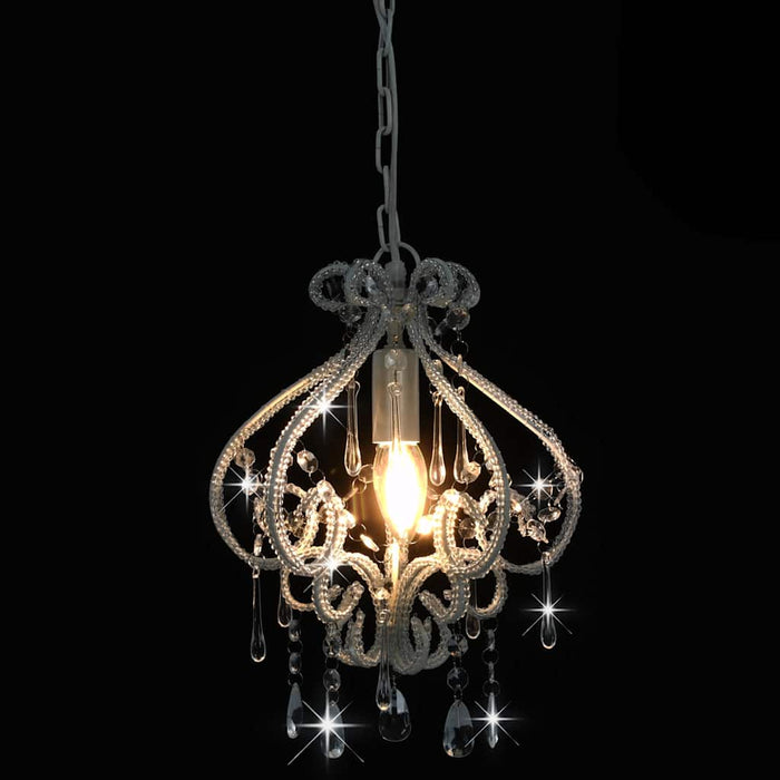 Candelabru cu mărgele, alb, rotund, E14 - WALTI WALTI