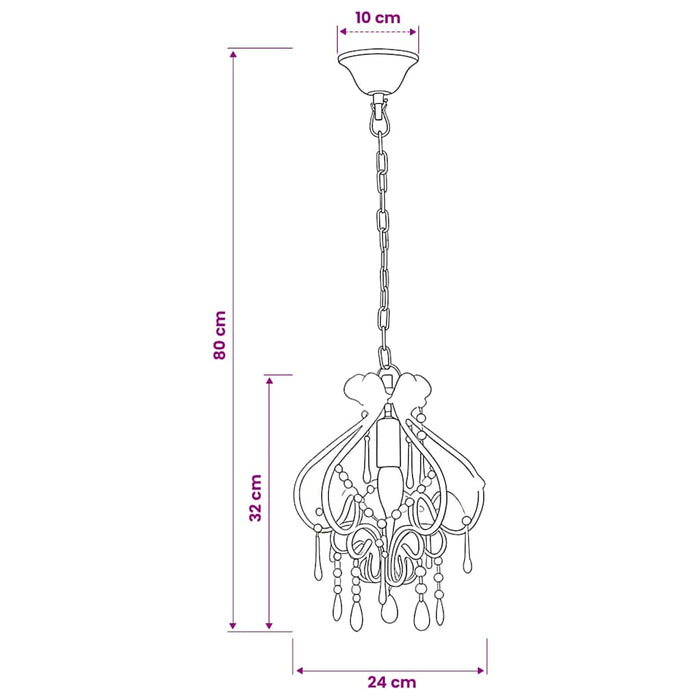 Candelabru cu mărgele, alb, rotund, E14 - WALTI WALTI