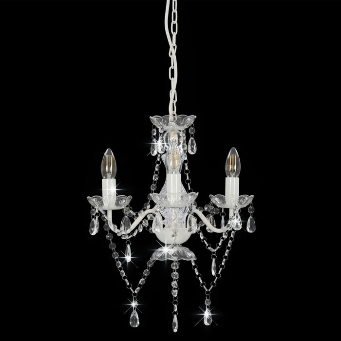 Candelabru cu mărgele, alb, rotund, 3 becuri E14 - WALTI WALTI