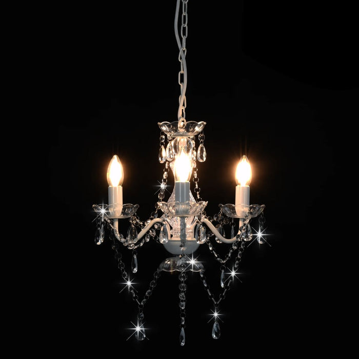 Candelabru cu mărgele, alb, rotund, 3 becuri E14 - WALTI WALTI