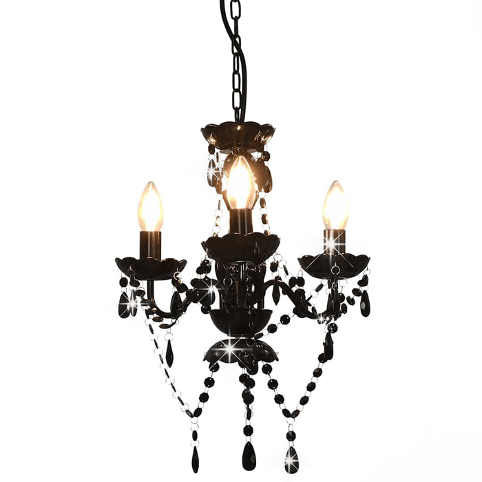 Candelabru cu mărgele, negru, rotund, 3 becuri E14 - WALTI WALTI