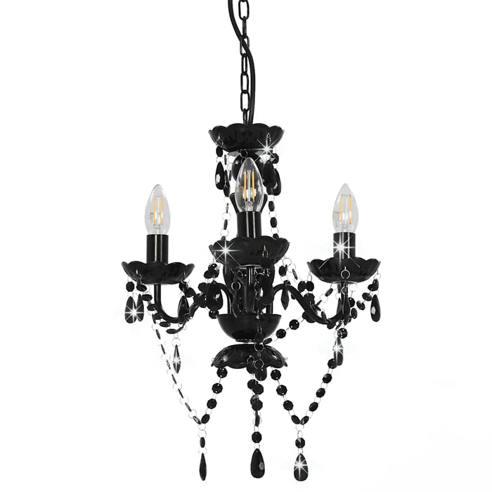 Candelabru cu mărgele, negru, rotund, 3 becuri E14 - WALTI WALTI