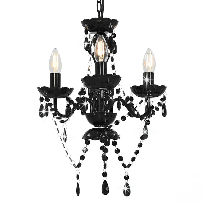 Candelabru cu mărgele, negru, rotund, 3 becuri E14 - WALTI WALTI