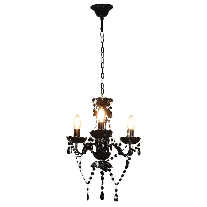 Candelabru cu mărgele, negru, rotund, 3 becuri E14 - WALTI WALTI