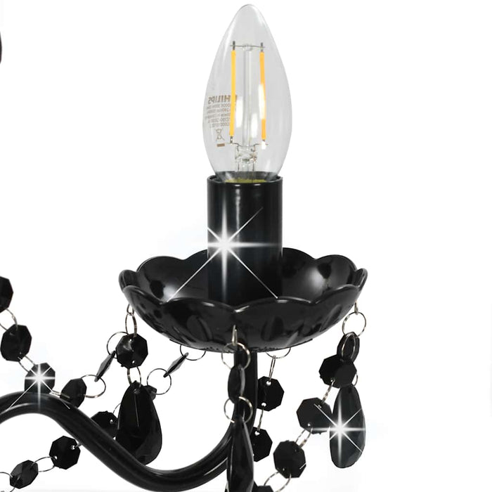 Candelabru cu mărgele, negru, rotund, 3 becuri E14 - WALTI WALTI