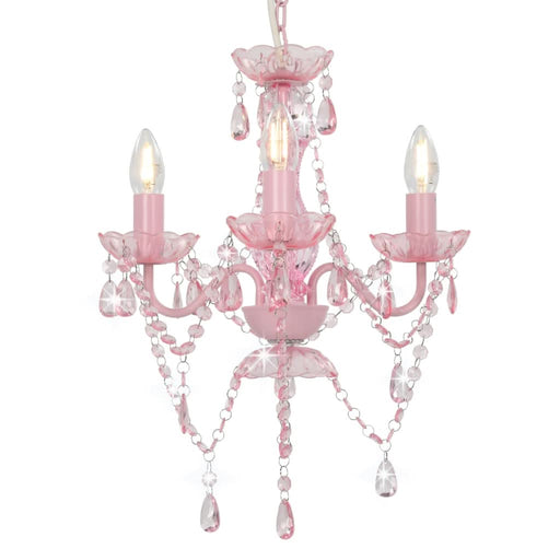 Candelabru cu mărgele, roz, rotund, 3 becuri E14 - WALTI WALTI