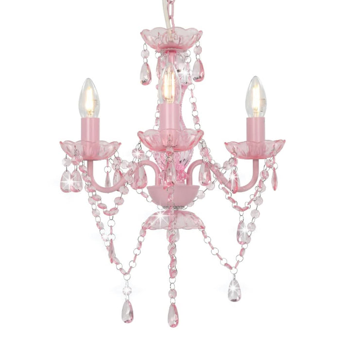 Candelabru cu mărgele, roz, rotund, 3 becuri E14 - WALTI WALTI