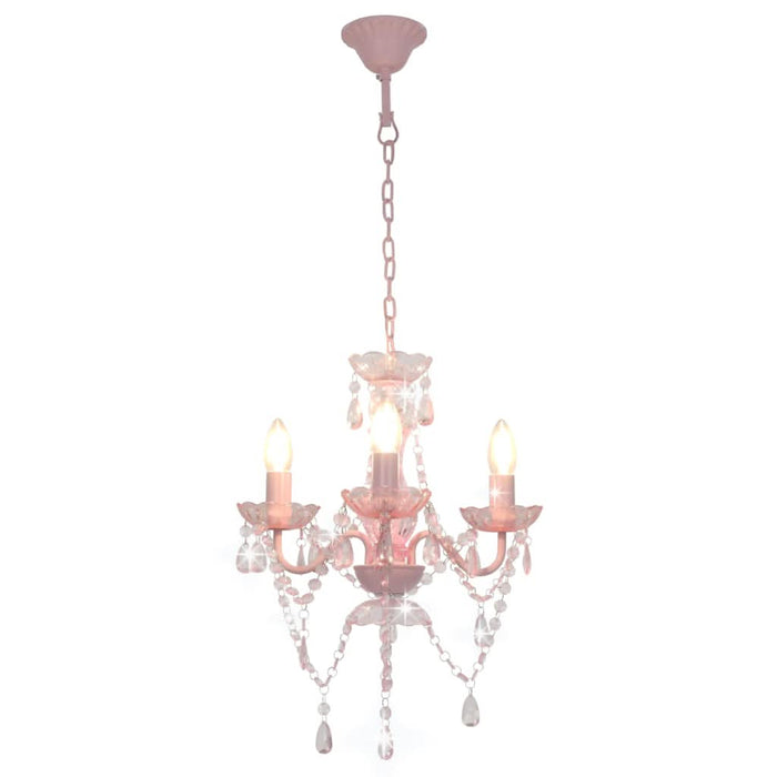 Candelabru cu mărgele, roz, rotund, 3 becuri E14 - WALTI WALTI
