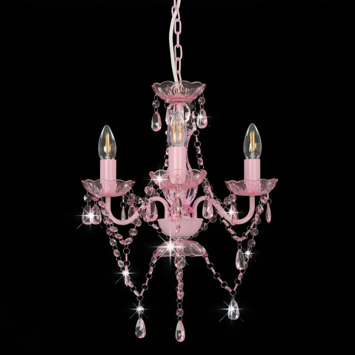 Candelabru cu mărgele, roz, rotund, 3 becuri E14 - WALTI WALTI