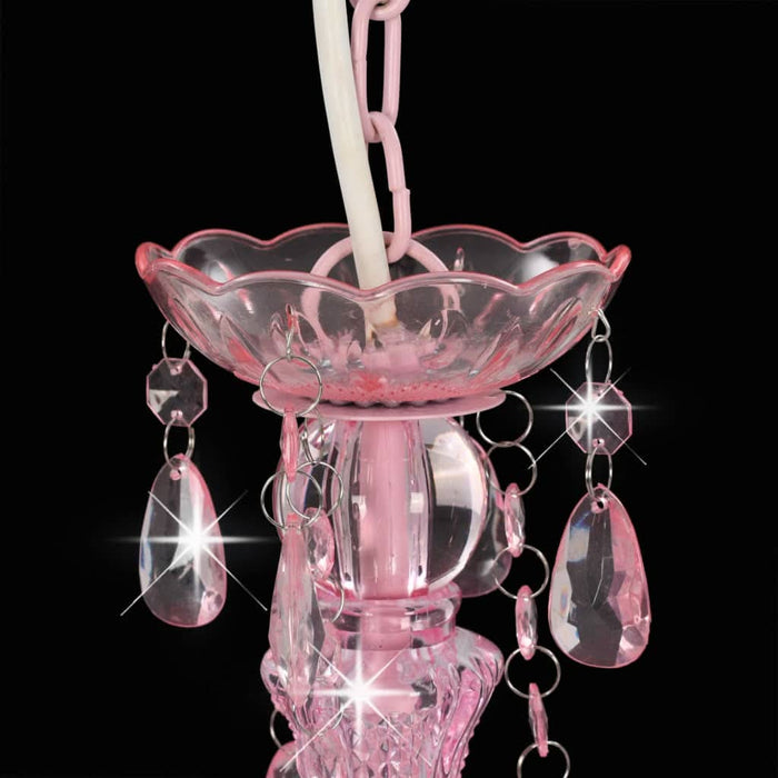 Candelabru cu mărgele, roz, rotund, 3 becuri E14 - WALTI WALTI