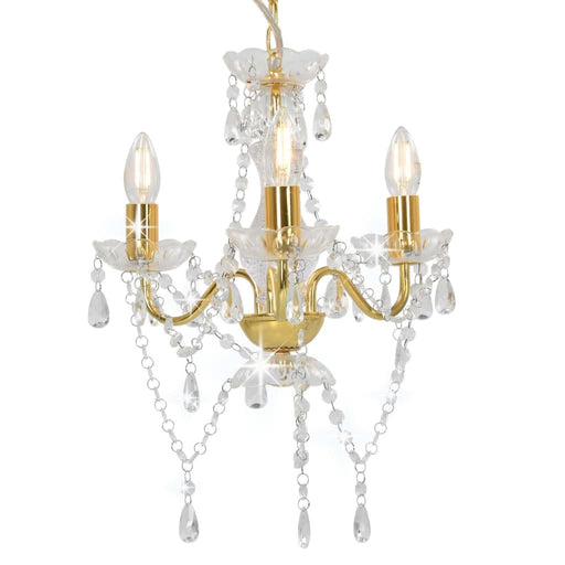 Candelabru cu mărgele, auriu, rotund, 3 becuri E14 - WALTI WALTI
