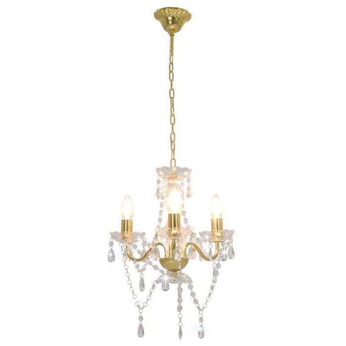 Candelabru cu mărgele, auriu, rotund, 3 becuri E14 - WALTI WALTI
